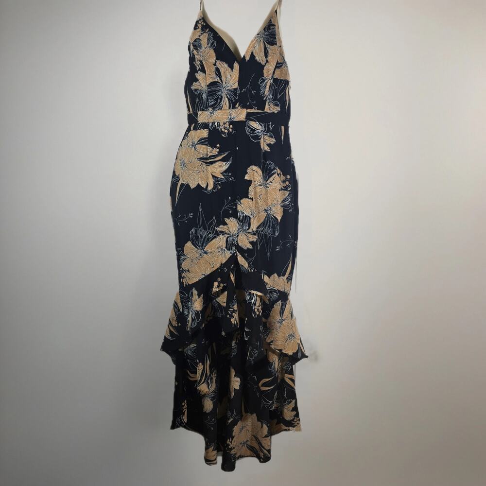 NWT Lulus Darling Daylily Black Floral Print High-Low Maxi Dress. Size L. - Picture 5 of 10